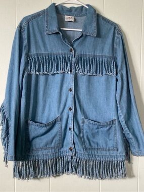 Vintage Women’s SZ S Fringe Denim Shirt/Jacket 100% Cotton